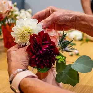 Arranging flowers