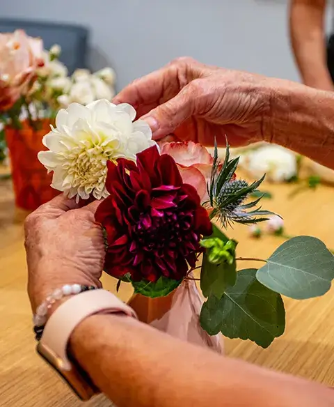 Arranging flowers