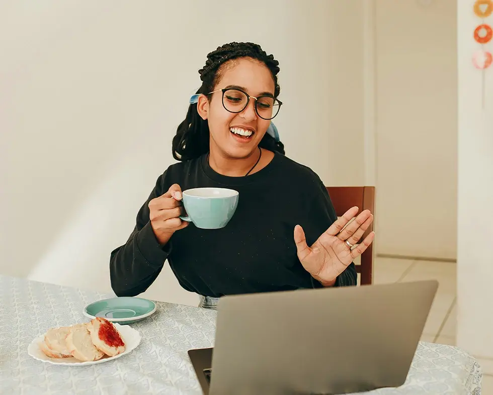 Woman on video call