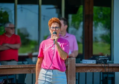 Sarah McLean gives a speech